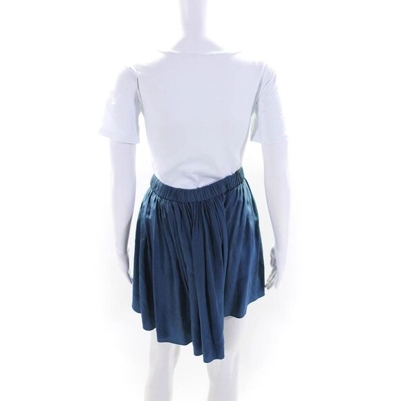 Thakoon Addition Womens Elastic Waist Pleated Button Up Mini Skirt Blue Size L - Picture 3 of 4